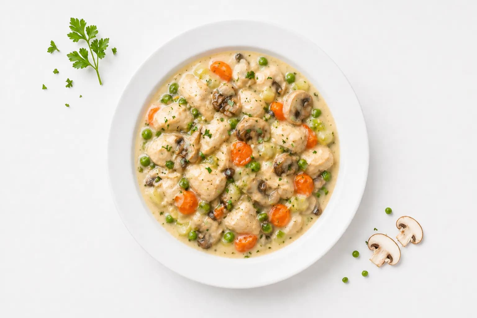 Bio Hühnerfrikassee mit Champignons und Gemüse 1